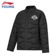 LI-NING 李宁 YS李宁童装儿童羽绒服男小大童篮球系列85%鸭绒短款运动外套YYMT155-1黑色150