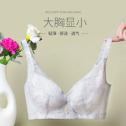 拾纤 内衣女无钢圈大胸显小文胸罩大码聚拢调整型收副乳防下垂夏季薄款