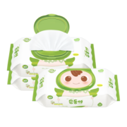 顺顺儿进口婴儿湿巾儿童湿纸巾绿色干湿两用巾宝宝湿纸巾套装 湿巾70抽3包