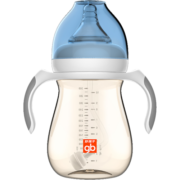 好孩子（gb）PPSU婴儿奶瓶宽口径奶瓶带手柄吸管小饿魔系列300ml蓝色 6个月+