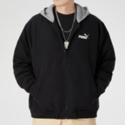 PUMA 彪马 休闲运动梭织连帽拉链夹克外套 男款黑色 587153-01