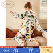 GUKOO 果壳 睡衣女冬季史努比联名新款保暖女士家居服套装D 史努比满印套装 S
