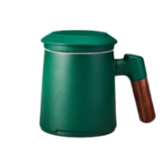 唐宗茶道 陶瓷马克杯茶水分离杯泡茶办公杯礼盒可定制茶具 绿砂釉陶制茶水分离马克杯C5600