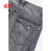H&M HM男装牛仔裤2023冬季新款时尚宽松微喇牛仔裤1185842