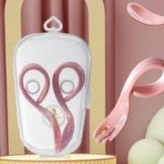 Buena bebe 波尼贝贝 宝宝辅食训练叉勺婴幼儿学吃饭自主进食弯头勺 叉子餐具套装