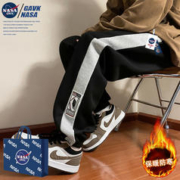 GAVK NASA GAVK 2023秋冬季潮流加绒加厚卫裤情侣百搭潮牌长裤子男