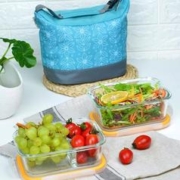 LOCK&LOCK 2只装分隔600ml+无分隔740ml耐热玻璃保鲜盒饭盒
