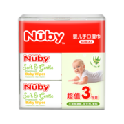 努比（Nuby）婴儿湿巾 湿纸巾 新生儿宝宝湿巾 儿童无刺激棉柔巾 80片×3包带防尘盖 便携出行 美国品牌