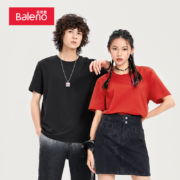 Baleno 班尼路 男女情侣款纯棉多巴胺净色打底T恤