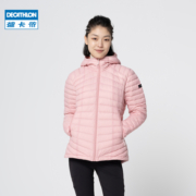 迪卡侬（DECATHLON）户外情侣轻薄运动羽绒服保暖短款男女连帽上衣外套ODT3 TREK100 浅紫色 2XL（男185/女175）
