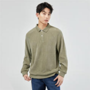 GIORDANO 佐丹奴 Polo男装雪尼尔条绒针织宽松插肩长袖POLO 18013615