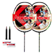 川崎(KAWASAKI)全碳素羽毛球拍双拍对拍2支装套装已穿线英雄PK-005含手胶