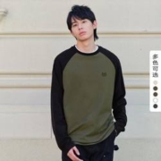 gxgjeans 春季新款插肩袖圆领长袖针织男式T恤男
