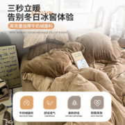 88VIP会员：杜威卡夫 牛奶绒四件套不掉毛冬季双面加厚法兰被套床单保暖床上