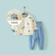 Tongtai 童泰 秋冬款衣服3个月-3岁新生儿对开棉套装男女宝宝夹棉高腰套装