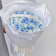 宠小宝七夕节鲜花同城配送碎冰蓝黑骑士玫瑰生日情人节礼物送男女友老公 33朵密西根碎冰蓝-cxb2