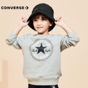 CONVERSE 匡威 儿童装男童卫衣保暖加绒款上衣学生打底衫大童印花女童上衣 岩岭灰-套头无帽