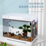 SICCE懒人鱼缸超白玻璃家用客厅办公室金鱼缸中小型玻璃鱼缸过滤鱼缸 白色数显50S（50*26.5*41cm）