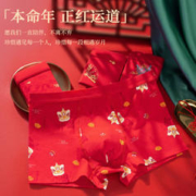 YOUKESHU 有棵树 本命年红色男士内裤 纯棉大红男士内裤 喜庆婚庆红色男士四角裤 龙扇四条 XL