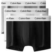 Calvin Klein内衣男士三条装循环提花腰边透气防夹臀棉质低腰平角内裤U2664 998-太空黑/月光白/椰青灰 L
