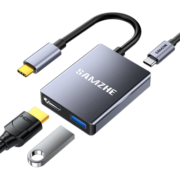 山泽 Type-C扩展坞 USB-C转HDMI USB3.0分线器转接头 适用苹果电脑华为手机拓展坞 4合1【HDMI+PD充电】畅卖款