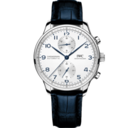 万国（IWC）瑞士手表葡萄牙系列自动机械计时男士腕表银盘蓝色数字 IW371605 41mm