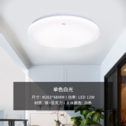 雷士（NVC） led灯饰阳台灯浴室灯厕所灯厨房灯 led吸顶灯具 卧室灯过道走廊 白玉 12瓦 正白光 Φ260*70MM