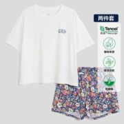 Gap 盖璞 女装秋季2023新款短袖家居服两件套610702睡衣睡裤套装