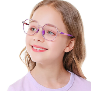erilles新款时尚多边硅胶儿童镜架tr90男女通用超轻眼镜框紫粉框161