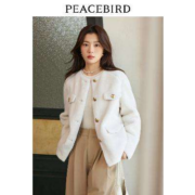 PEACEBIRD WOMEN 太平鸟女装 小香风仿羊羔毛外套女