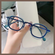 Erilles 扫黑风眼镜框男女近视可配度数防蓝光变色护目平光镜配近视散光 蓝色框 161非球面镜镜片