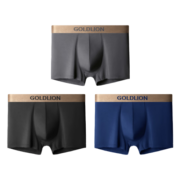金利来（GOLDLION）金利来莫代尔冰丝男士内裤抑菌透气青年平角裤防夹臀四角裤短裤衩 玄黑+石墨灰+菘蓝 男 XL(175/100)
