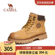 CAMEL 骆驼 男鞋加绒马丁靴男款冬季高帮棉鞋户外工装靴子加厚保暖大黄靴