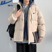 WARRIOR 回力 冬季新款男保暖防寒加厚假两件宽松棉袄户外百搭防风连帽外套