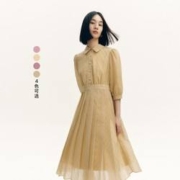 LILY商务时尚 高腰泡泡袖连衣裙 122339C7E17717
