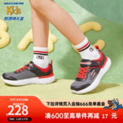 SKECHERS 斯凯奇 儿童小白鞋夏季女童运动鞋易弯折透气学生跑步鞋302551L 炭灰色/红色/CCRD 32