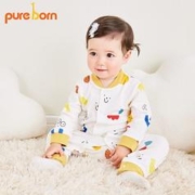 pureborn 博睿恩 新生儿衣服可爱婴儿爬服春秋季小清新宝宝连体衣纯棉亲肤 美好的一天 73cm