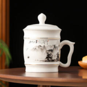 限移动端：JIEYAJIE 洁雅杰 陶瓷茶杯 带盖水杯子(550ml)陶瓷茶
