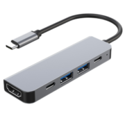 Gopala Type-C扩展坞USB-C转HDMI转换器雷电3/4分线器HUB笔记本电脑集线器 五合一多功能拓展坞4k+usb3.0