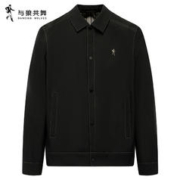 与狼共舞 时尚车线潮流翻领休闲夹克外套男 001黑色 170