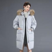 冰洁BENGEN 白鸭绒羽绒服女冬季中长款过膝大毛领加厚保暖冬装外套上衣女