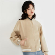 GIORDANO 佐丹奴 仿羊绒撞色宽松棒球服外套 05373743