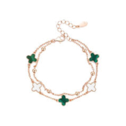 VIGG JEWELRY 孔雀石四叶草手链 RS152