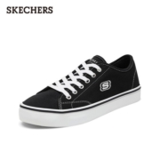 斯凯奇（Skechers）帆布鞋板鞋女士厚底休闲运动黑白色百搭学生66666131 黑色/BLK 37 建议选择小半码