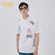 Cabbeen 卡宾 男装创意印花polo衫夏新款字母减龄短袖A