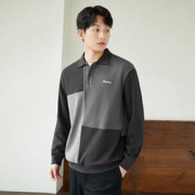 gxgjeans 男士华夫格拼接撞色翻领卫衣