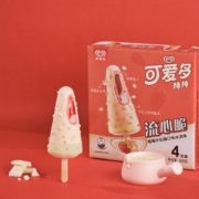 可爱多和路雪 可爱多棒棒 流心脆莓莓牛轧糖口味冰淇淋 77g*4支 雪糕