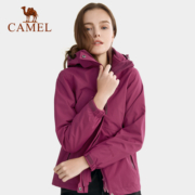 骆驼冲锋衣女士登山服装加绒加厚两件套三合一防水可拆卸潮牌外套