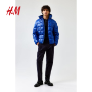 H&M 男装棉衣宽松连帽外套1169656 亮蓝色