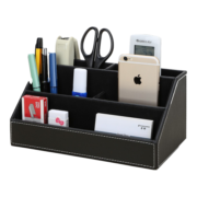 悦利（richblue）笔筒办公用品皮革多功能收纳盒桌面文具摆件礼品定制LOGO  黑色A026